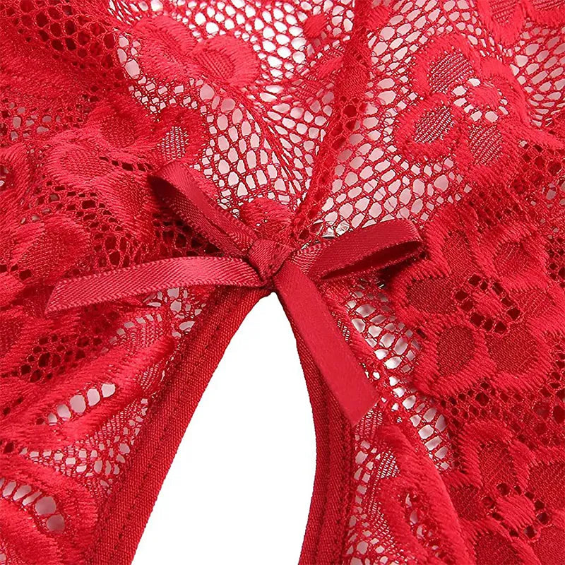 Sexy Crotchless Lingerie Women Lace Open Bras Costumes Teddy Baby Doll Dress bottomless