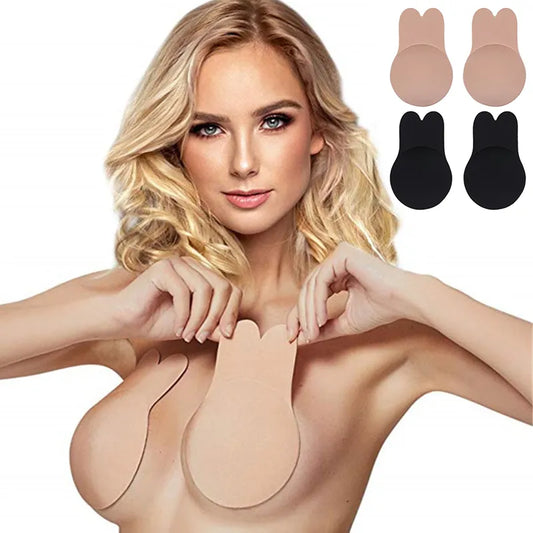 Our Reusable Sticky Breast Lift Up Tape Bras For Women Self Adhesive Silicone Strapless Invisible Bra Kawaii Rabbit Push Up Bra Pads