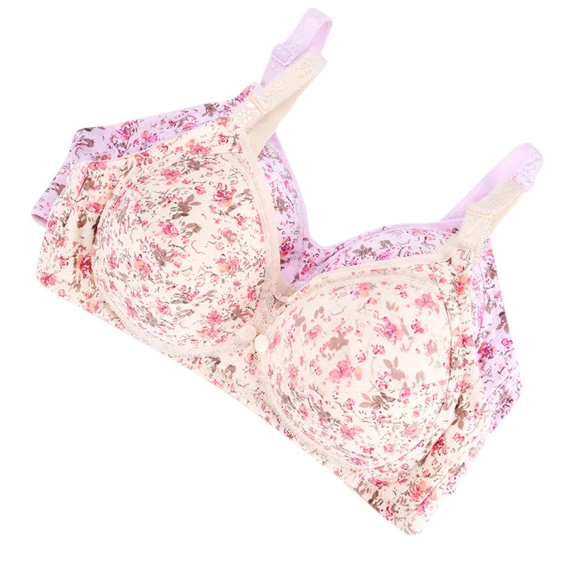 Our Fashionable Flower Breastfeeding Nursing Bra with Front Poppers for Pregnant Women and Mothers