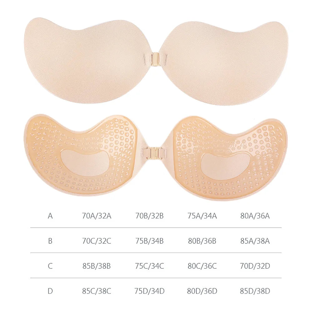 New Invisible Push Up Bra Backless Strapless Bra Seamless Front Closure Bralette Underwear Women Self-Adhesive Silicone Sticky