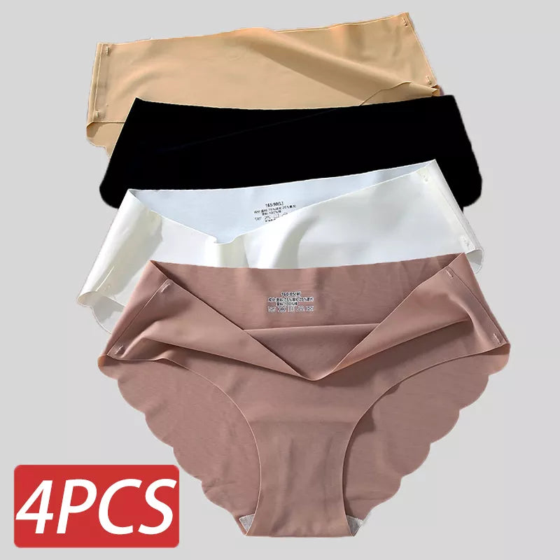 Our silk 4PCS/Set Seamless Briefs Sexy Panties For Women Mid Waist Comfortable Girl Silk Panty Female Underpants Woman Lingerie M-XL