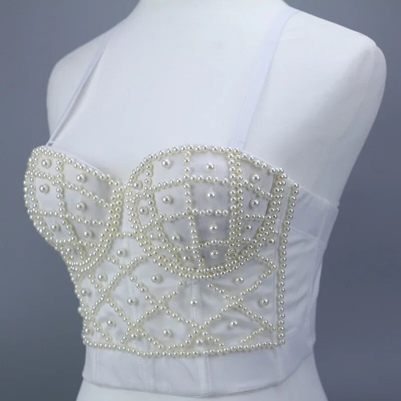 Hallolilla luxury Women Bra Sexy Handmade Rhinestone Corset Party Clothes Lady Push Up Bra Woman Tops Clothing Gothic Shaper Bra