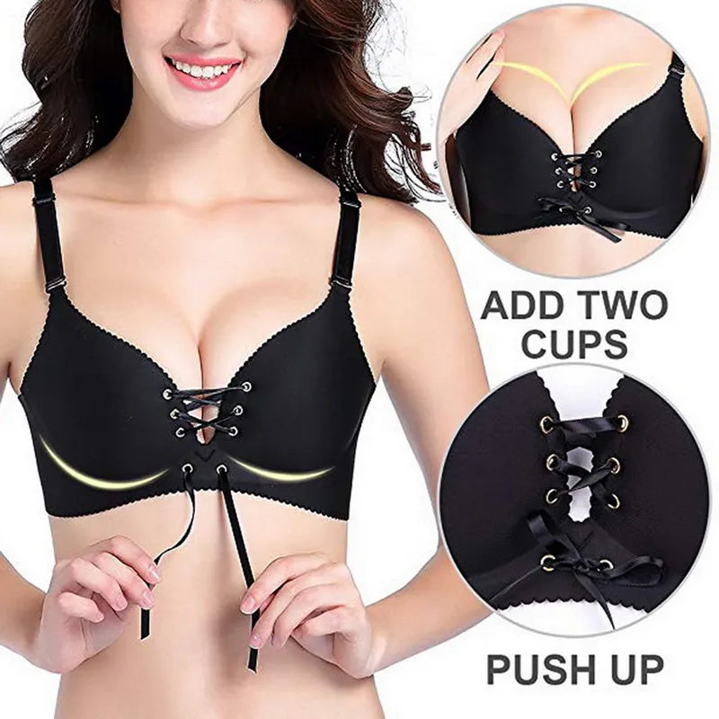 Our Sexy Bandage Straps Push Up Bra Gather Adjustment Seamless Bralette Women Sexy Underwear No Steel Ring Comfortable Lingerie