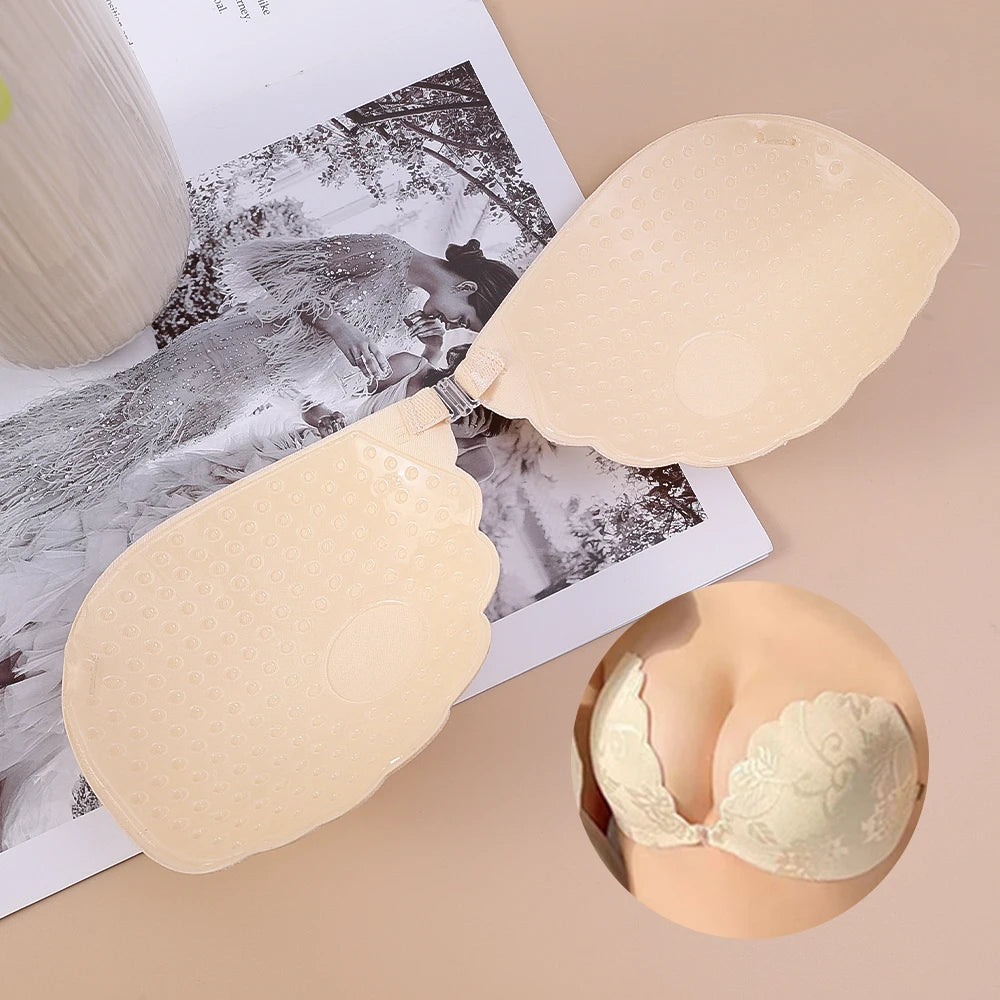 Our Lace Push Up Invisible Bra Women Adhesive Strapless Backless Solid Bra Sticky Silicone Nipple Cover Underwear Bust Breast Pads