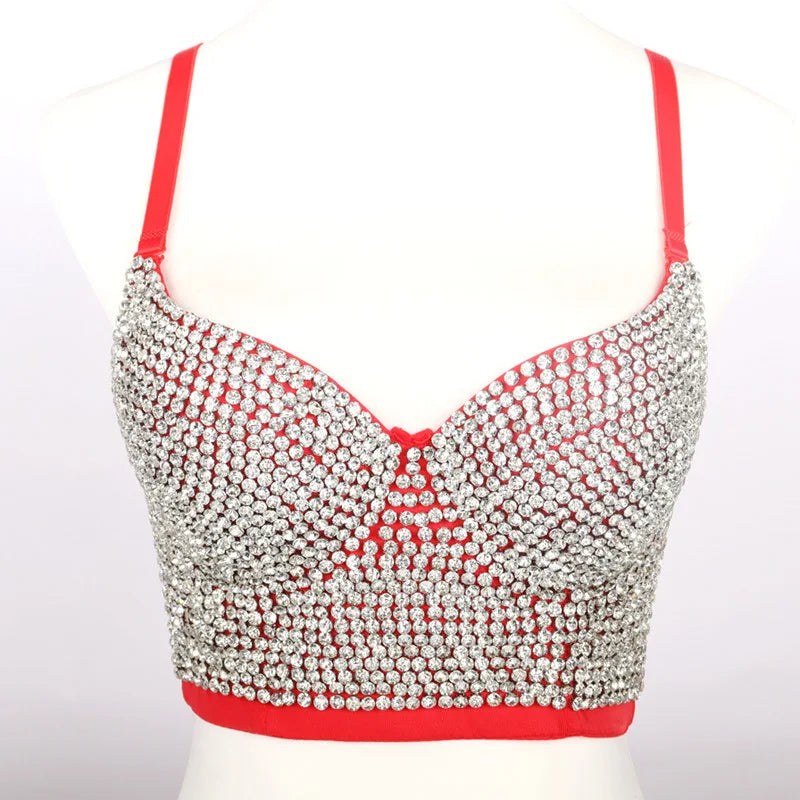 Our Rhinestone Streetwear Push Up Bustier Top Women Underbust Corset Fashion Lingerie Crop Tops Woman Clothes Bralette