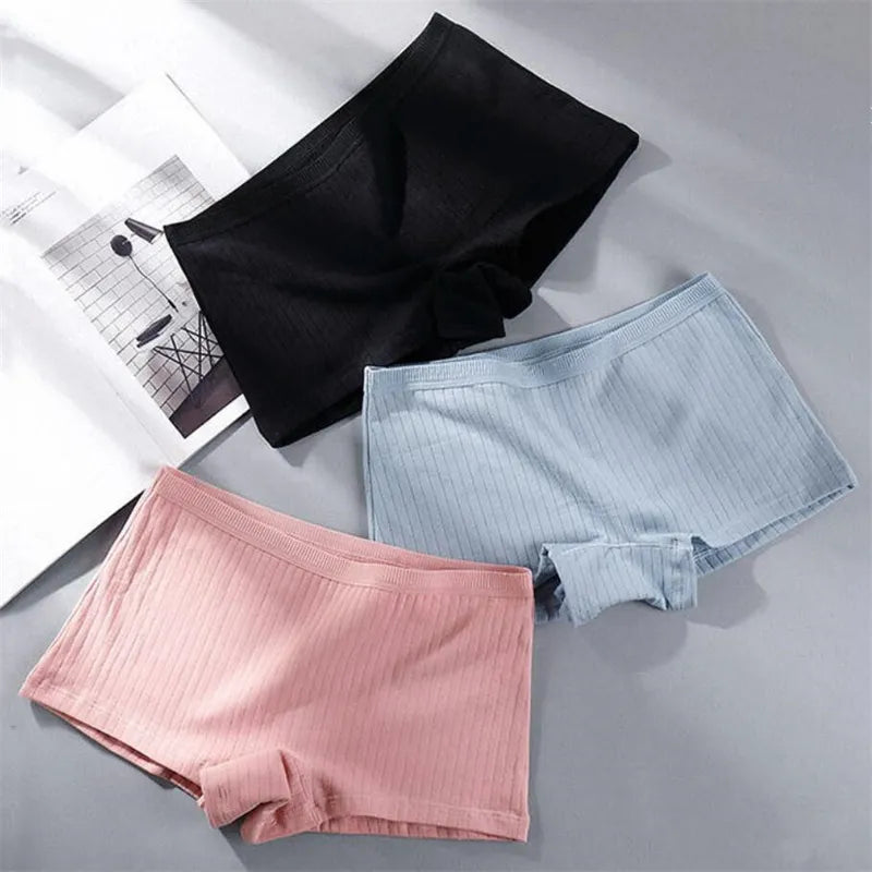 Go walk woman boxer 2pcs Womens Boxer Underwear Packs Soft Ribbed Cotton Bodyshorts Female Safety Short Panties Plus Size M/L/XL