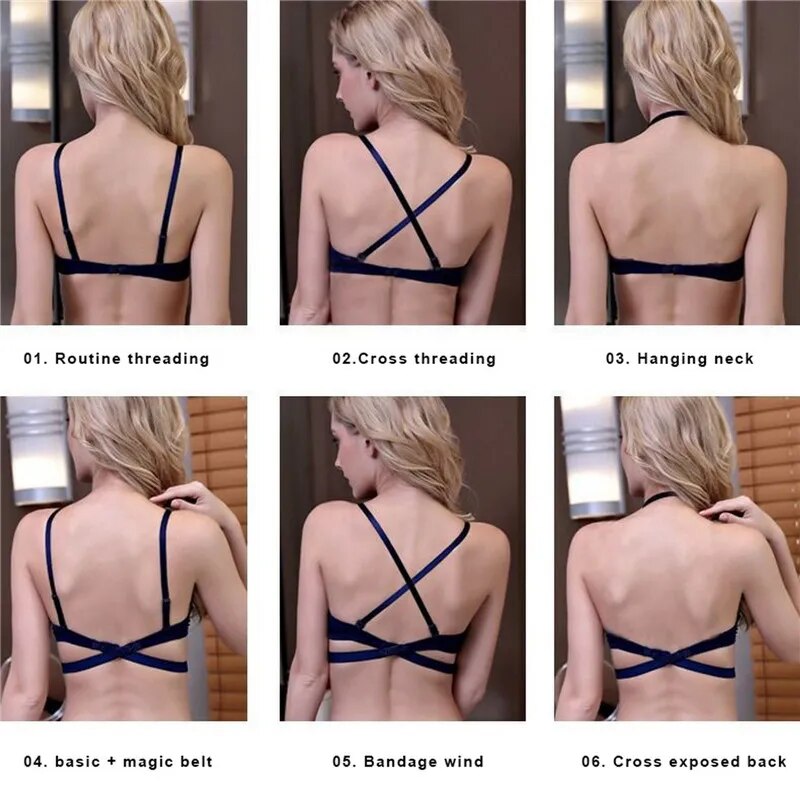 Our Sexy Push Up Bra for Women Backless Bras Low Cut Plunge Brassiere Open Back Wedding Underwear Invisible Seamless Deep U Lingerie