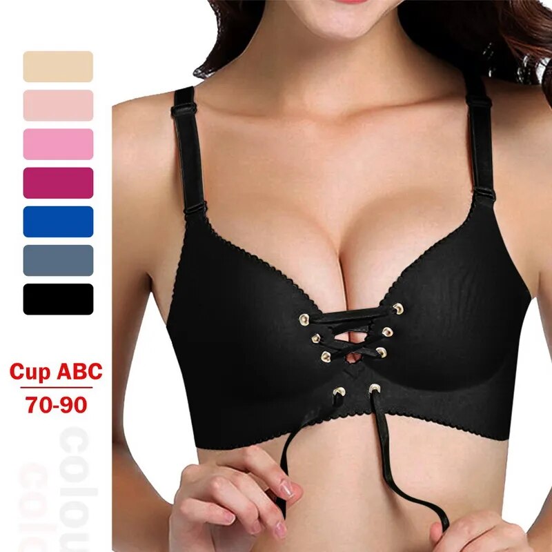 Our Sexy Bandage Straps Push Up Bra Gather Adjustment Seamless Bralette Women Sexy Underwear No Steel Ring Comfortable Lingerie