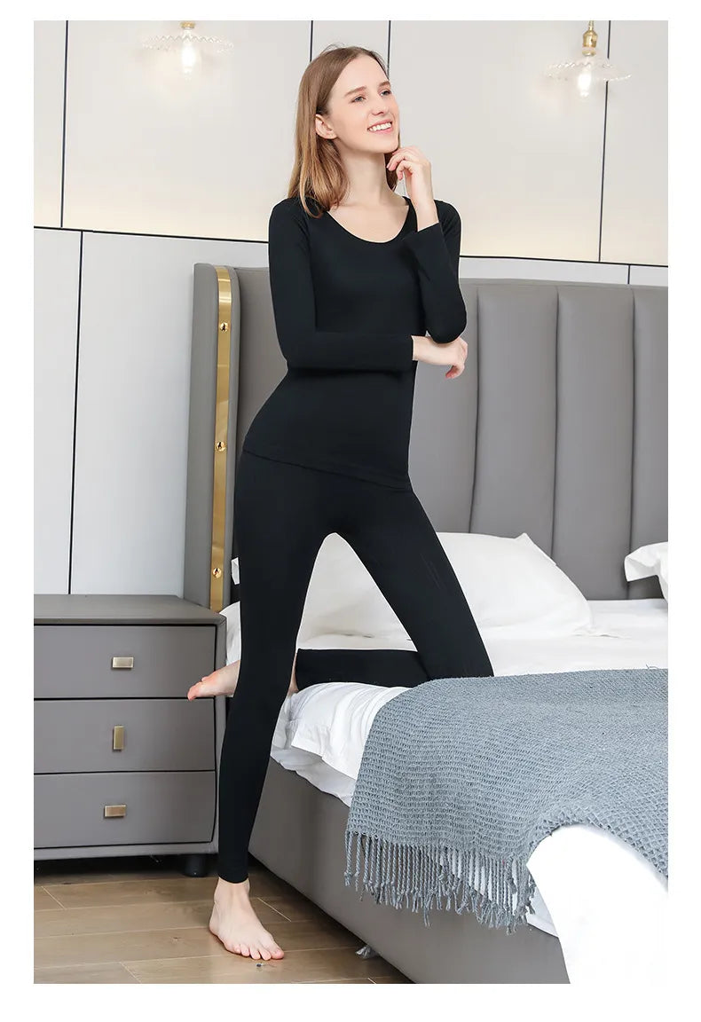 Our Thermal pajamas Sets for Women Long Sleeve Cotton Warm Long John Body Shaper Sleepwear Pajama Bodysuit Clothing