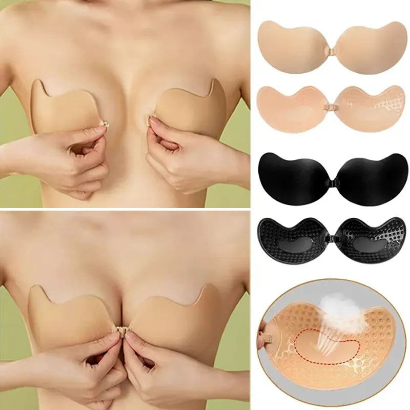 Our Invisible Sticky Bras For Women Adhesive Liners Woman Silicone Bra Sexy Strapless Brassiere Push Up Backless Bra