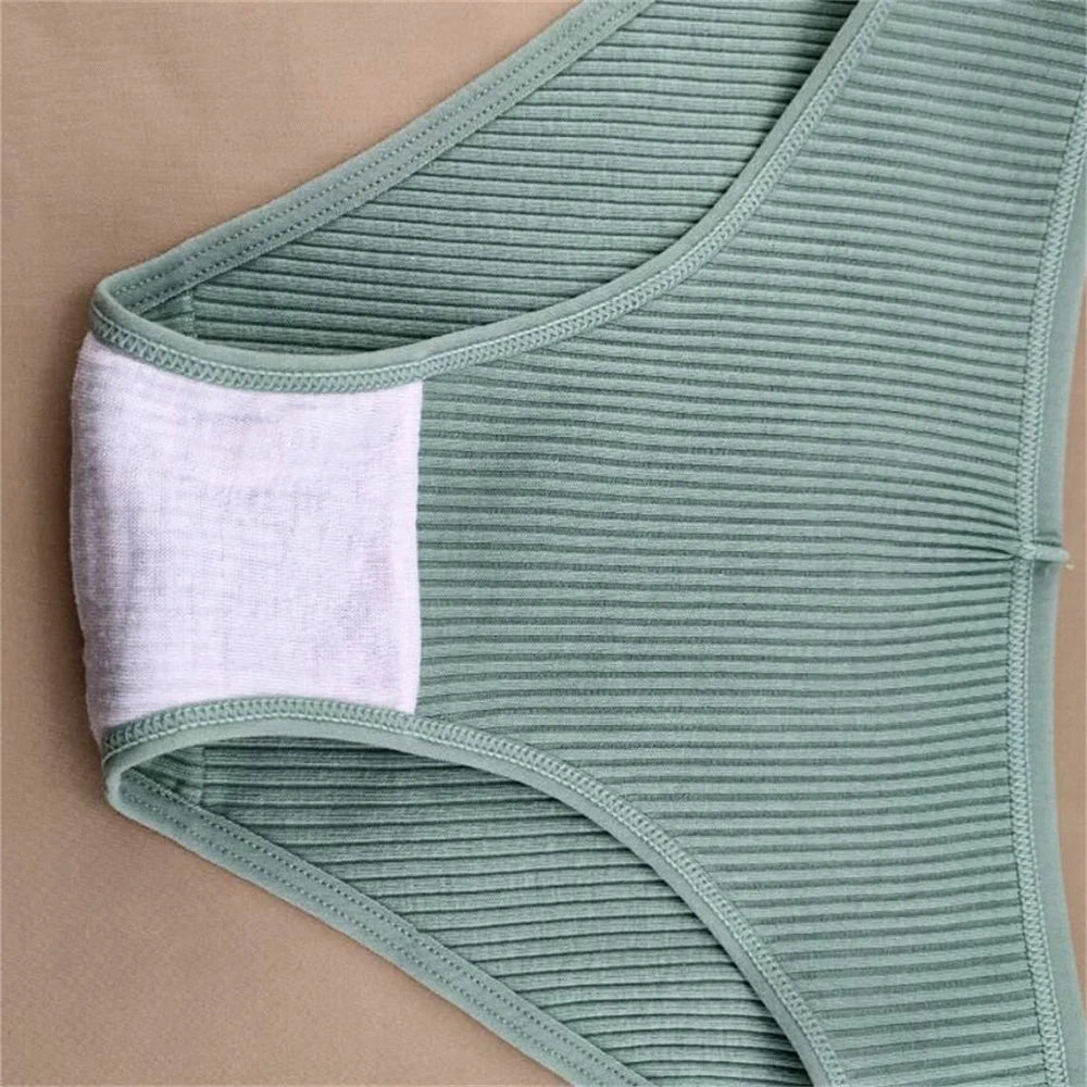 Our 10Pcs/Set Ribbed Cotton Briefs Women Panties Underwear Female Sexy Lady Bikini Pantys Solid Color Intimate Plus Size