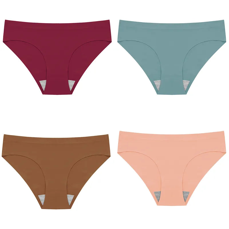 Amanda 4PCS Set Women's Panties Silk Female Underwear 13 Color Panties Women Seamless Woman Lingerie Briefs 3XL Ladies Underpants