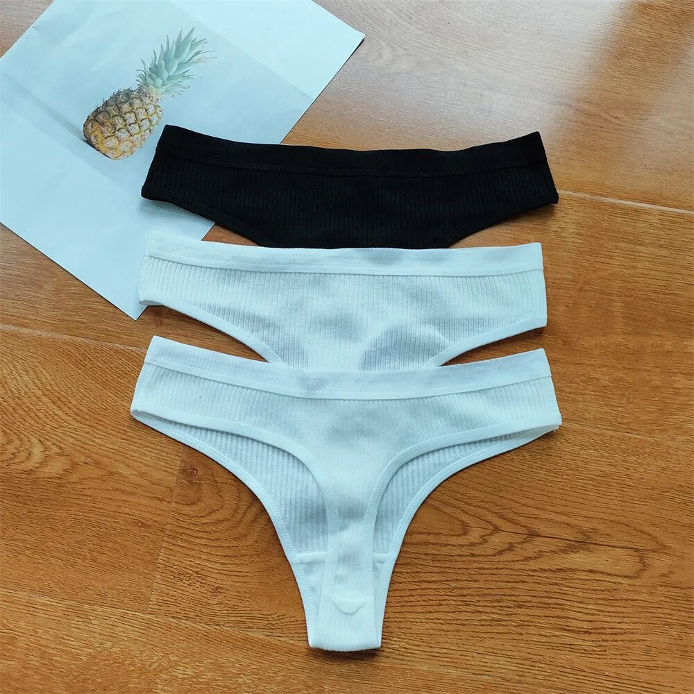 Our classic cotton comfortable wear for all 2PCS/Set Black White G-string Panties Women's Cotton Thong Underwear Sexy Panty Female Underpants