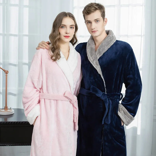 A special box for two Unisex Autumn and Winter Fleece Pajamas Plush and Thickened Couple Style Men's Long Pajamas Women's Cute Home Clothes