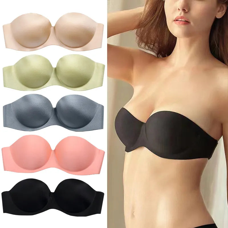 Our finetoo Front Closure Sexy Push Up Bra Women Invisible Bras Underwear Lingerie For Female Brassiere Strapless Seamless Bralette