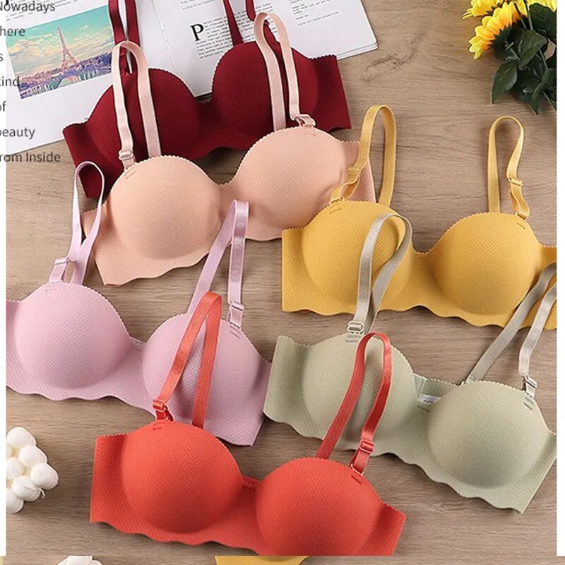 Sexy Bras Push Up Seamless Underwear for Women Solid Color Wireless Lingerie One-pieces Gather Convertible Straps Brassiere