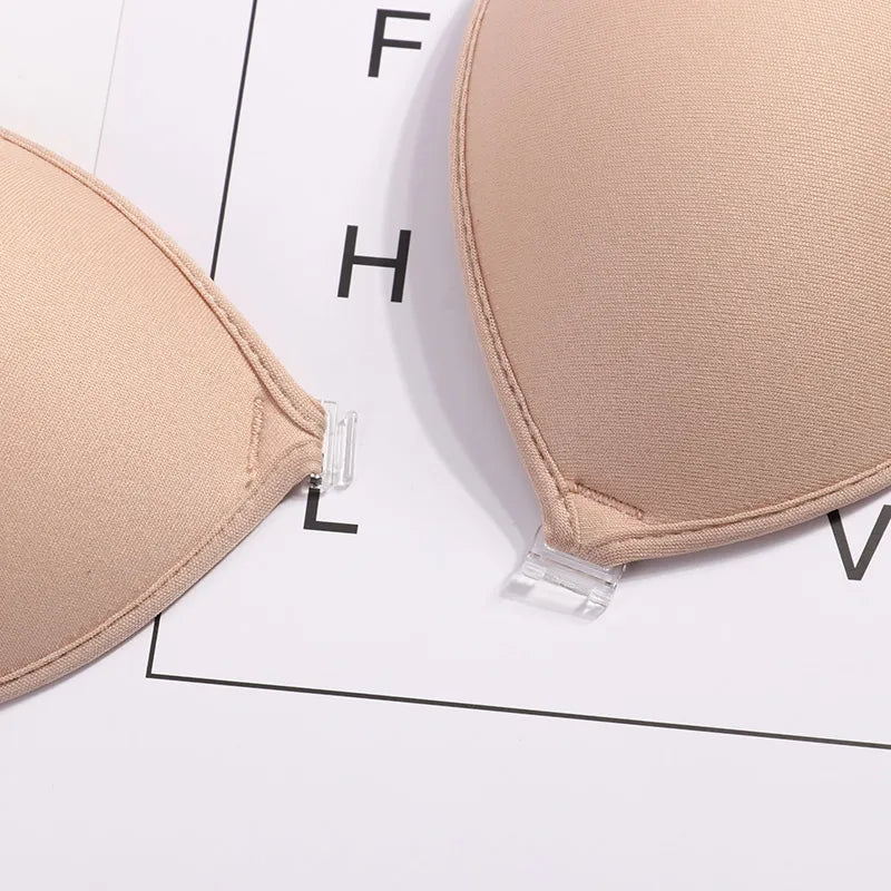 Sexy eles Women's bra Invisible Push Up Bra Self-Adhesive Silicone Seamless Front Closure Sticky Backless Strapless Bra