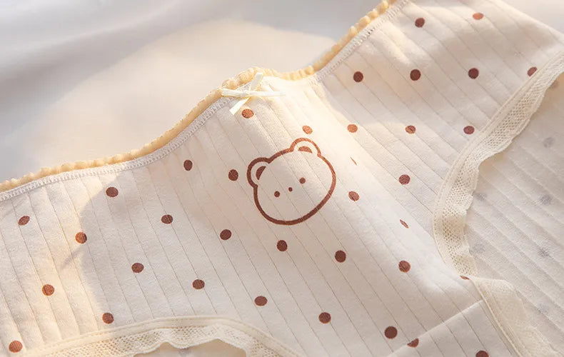 Our 5Pcs/Set Cartoon Cute Bear Cotton Women Panties Breathable Underwear Girls Briefs Mid Waist Soft Female Intimates Sexy Lingerie