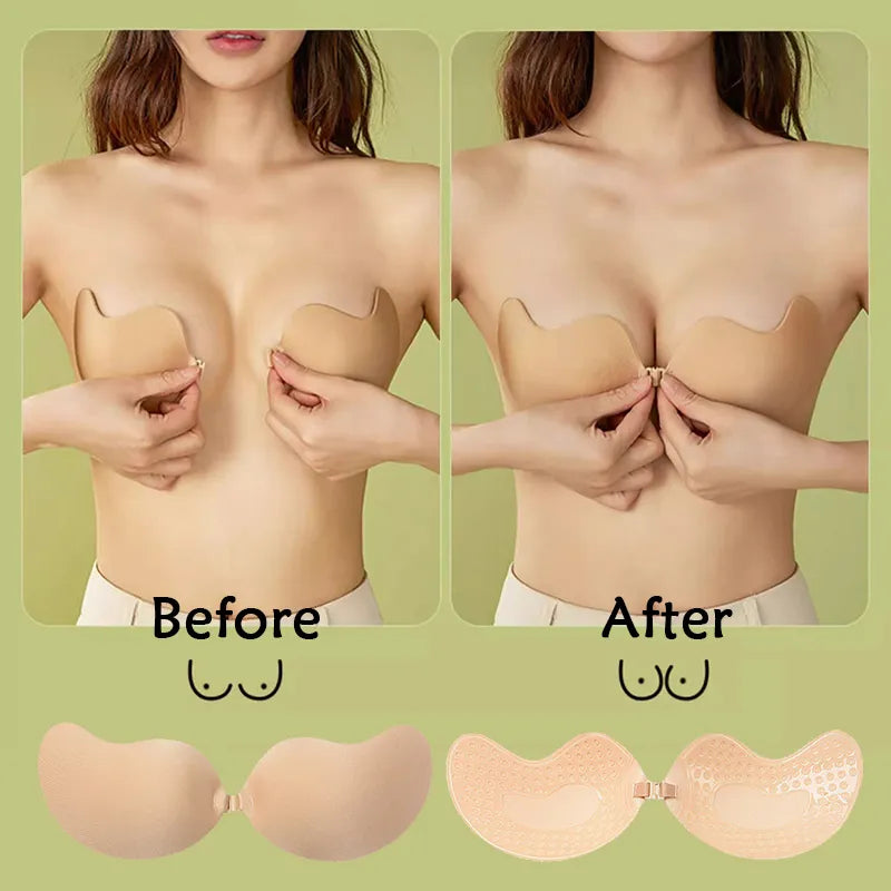 Our Invisible Sticky Bras For Women Adhesive Liners Woman Silicone Bra Sexy Strapless Brassiere Push Up Backless Bra