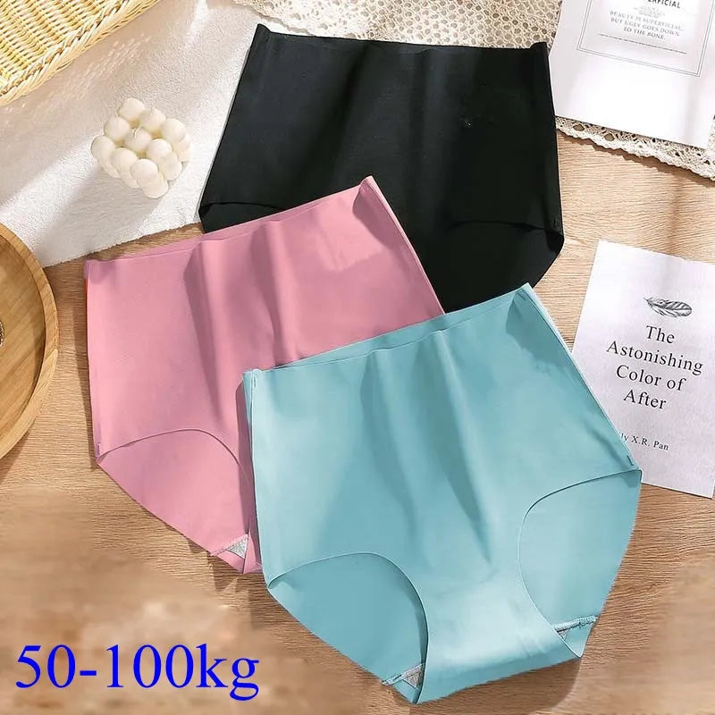 Our Plus Size women seamless Panties ice silk smooth soft Sexy Underwear Women High Waist Ultra thin Breathable underpants