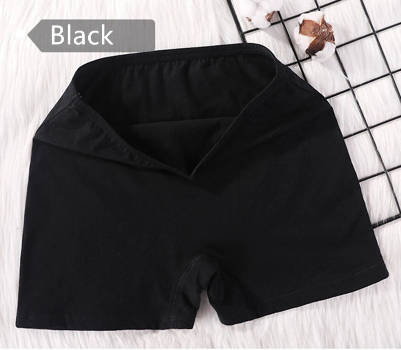 Our Women's 95% cotton Boxer Briefs Cotton Block Antibacterial High Waist No Trace Large Size Four Corner Panties Flush Legs Flat Foot Shorts