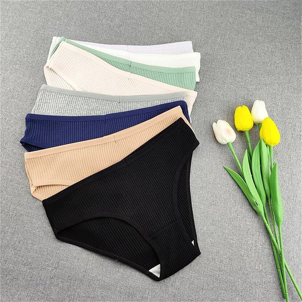 Our Fabia cheeky and hipster 3Pcs/Pack M-XXL Simple Ribbed Cotton Briefs Women Pack Plus Size Sexy Panties Ladies Comfortable Underwear Lingerie