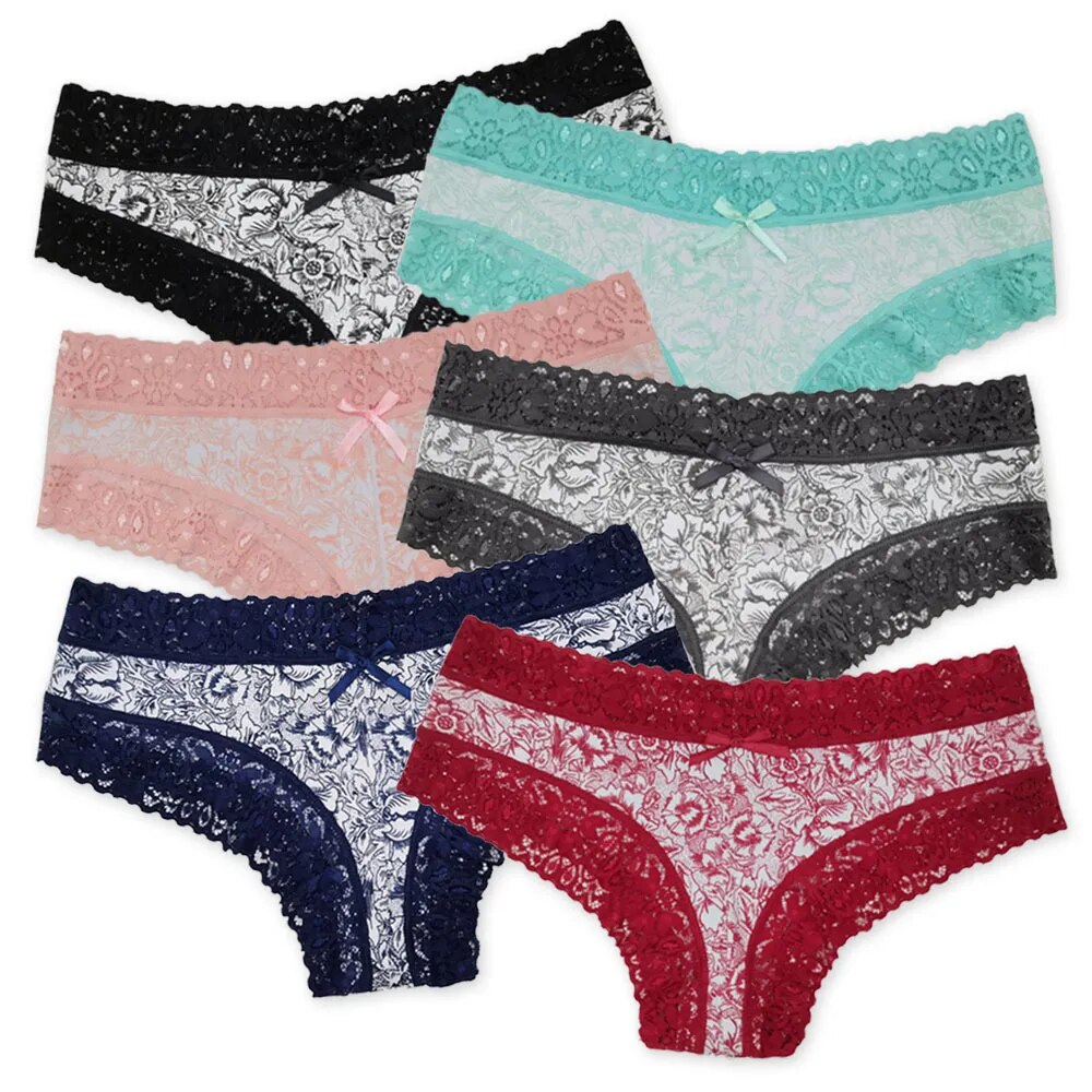 Our funcilac Sexy Lace Women Panties Cotton Underwear Girls Bow Briefs New Ladies Bikini 5 Pcs/set