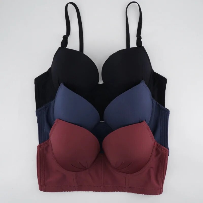 Our Women's Sexy Lingerie Detachable Shoulder Strap Back Buckle Beauty Back Sweat Absorbing Breathable Small Breasts Push-up Bra