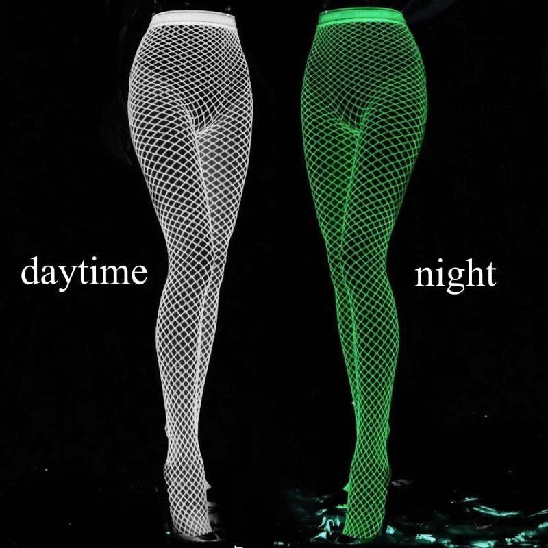 woman Glow In The Dark Fishnet teddy and Bodysuits bottomless Hot night dresses bottomless set of one