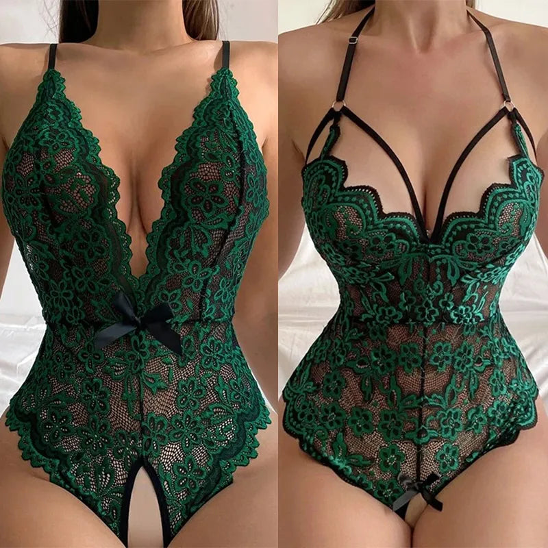 Woman Sexy Lingerie One Piece Bodysuits Women Push Up Bras hot night dresses Transparent Sleepwear Sets