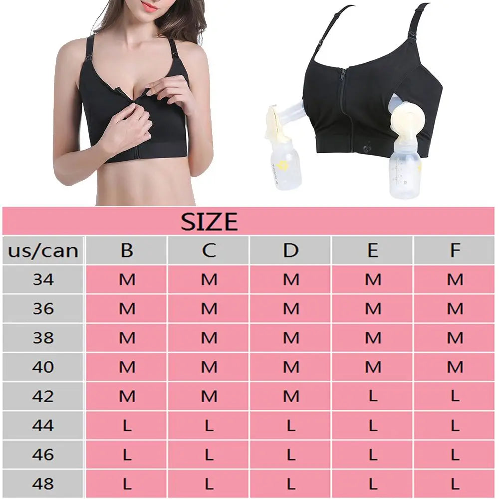 Our 100% cotton Maternity Bra For Breast Pump Hands Free Breast Pump Bra Plus Size Adjustable Front Zipper Breastfeeding Pumping Nursing Bra