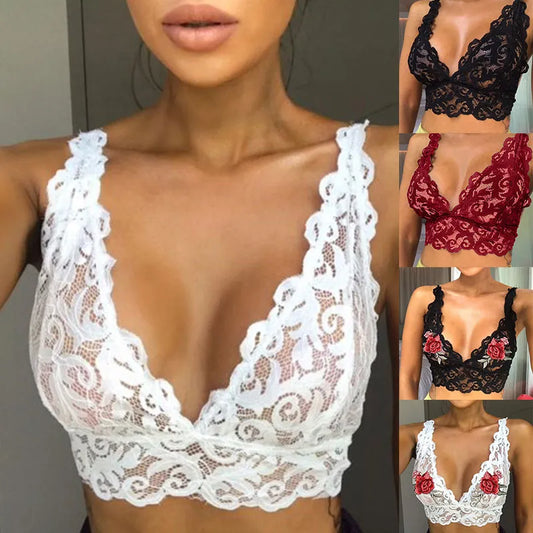 Our simply simple Plus Size Women Sexy Lace Bra Bralette Black/White Deep V Push Up Shaping Padded Bras Underwear Embroidery Lingerie Tops