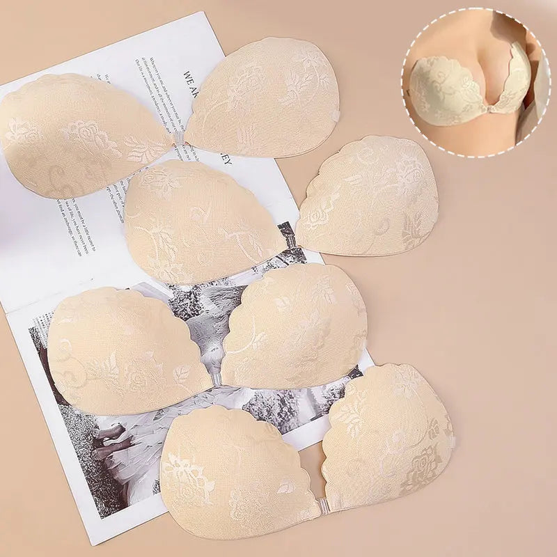 Our Lace Push Up Invisible Bra Women Adhesive Strapless Backless Solid Bra Sticky Silicone Nipple Cover Underwear Bust Breast Pads