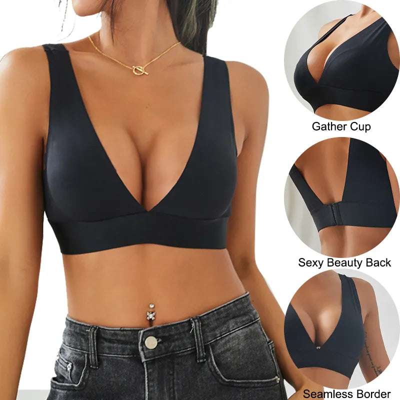 Our Deep V Sexy Push Up Bra Seamless Bralette For Women Backless Brassieres Padded Tank Tops Female Ladies Bras Intimates Lingerie special design