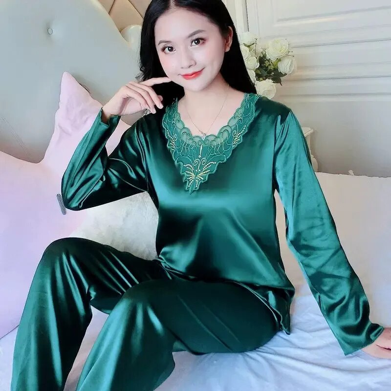 Candy luxury Plus Size 5XL Satin Pajamas Set Women's Pajamas with Shorts Home wear for Middle Age Women Nightwear Nighty for Ladies