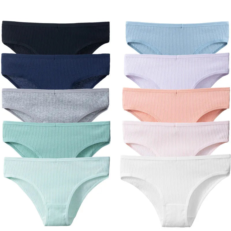 Bazela 10PCS/Set Women's 100% cottton cheeky/hipster Panties Sexy Breathable Underwear Comfortable Lingerie Cotton Striped Briefs Fashion Cozy Underpants