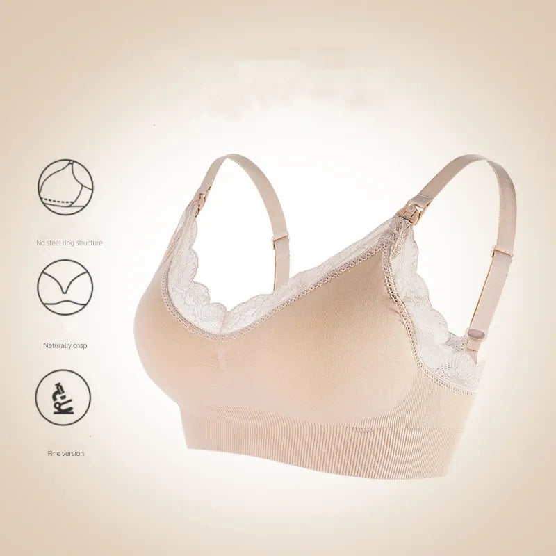 Our Wireless Front Open Nursing Bra Soft Lace Breathable Seamless Maternity Breastfeeding Bras Maternal Support For Pregnant Women