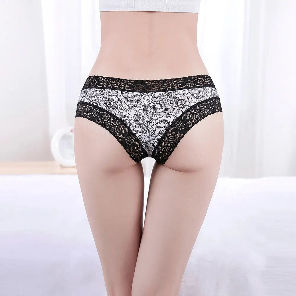 Our funcilac Sexy Lace Women Panties Cotton Underwear Girls Bow Briefs New Ladies Bikini 5 Pcs/set