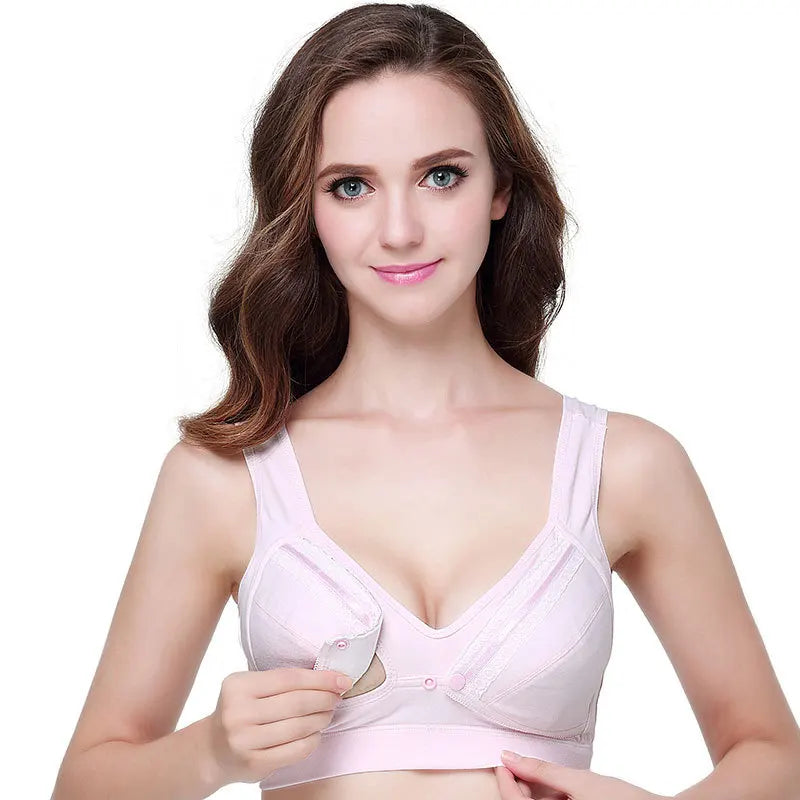 Our organic cotton new design Comfortable And Non-marking Nursing Bra Opens At The Front Of The Thin Breastfeeding Bra For Pregnant Women