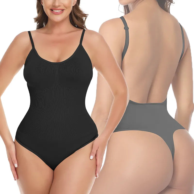 Margarita Bodysuit Shape-wear Deep V-Neck Body Shaper Backless U Plunge Thong Shapers Waist Trainer Women Clear Strap Padded Push Up Corset