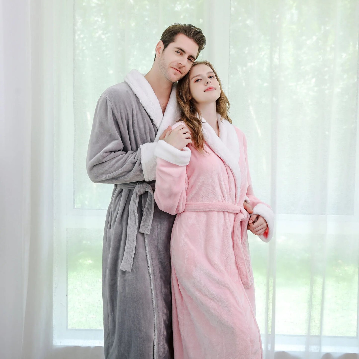 A special box for two Unisex Autumn and Winter Fleece Pajamas Plush and Thickened Couple Style Men's Long Pajamas Women's Cute Home Clothes