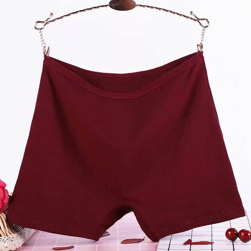 Our Women's 95% cotton Boxer Briefs Cotton Block Antibacterial High Waist No Trace Large Size Four Corner Panties Flush Legs Flat Foot Shorts