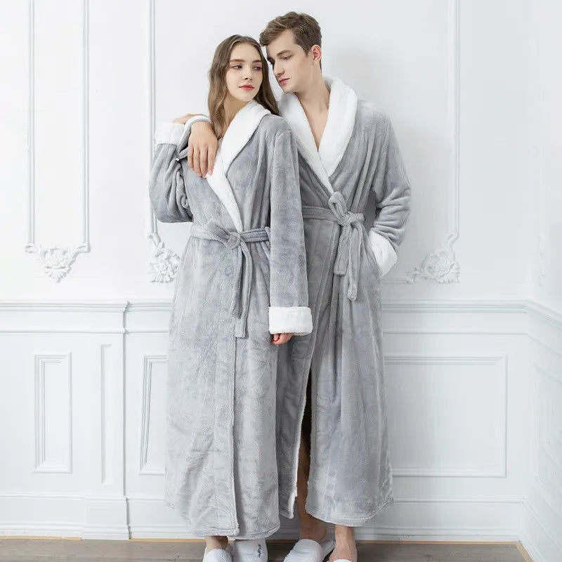 A special box for two Unisex Autumn and Winter Fleece Pajamas Plush and Thickened Couple Style Men's Long Pajamas Women's Cute Home Clothes