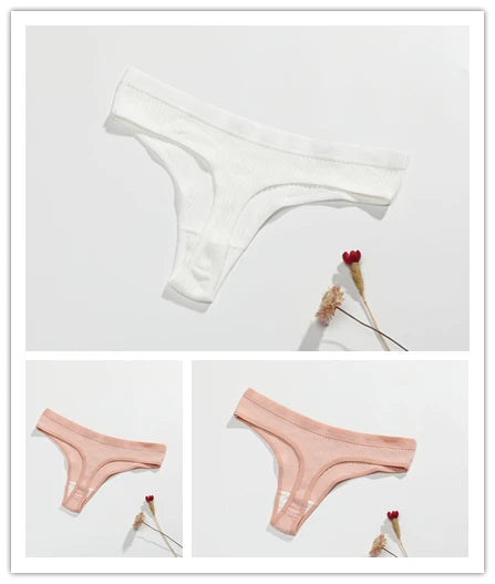 Our 3PCS/Set Sexy G-string Low-Rise Antibacterial Thong Briefs Women Cotton Panties Lingerie Underpant Sport Intimate