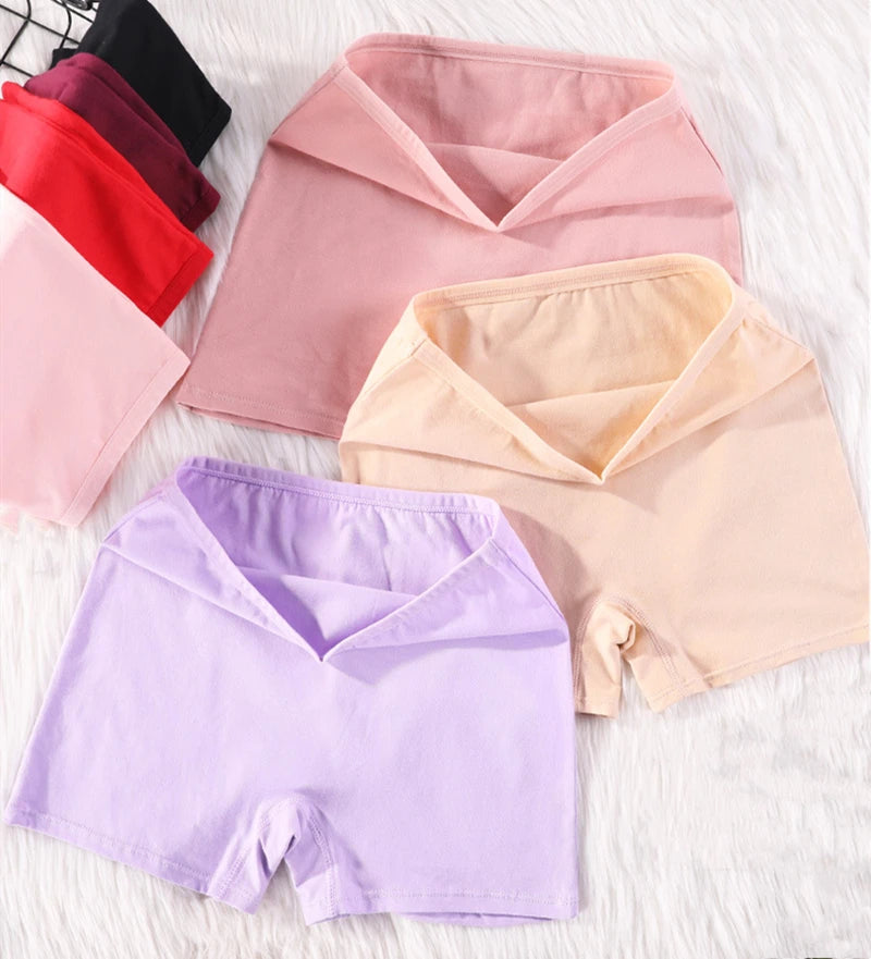 Our Women's 95% cotton Boxer Briefs Cotton Block Antibacterial High Waist No Trace Large Size Four Corner Panties Flush Legs Flat Foot Shorts