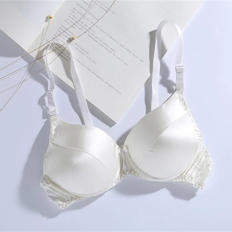 Our best 100% Mulberry Silk Thin Bra Double-sided Underwear Silk Bra Without Steel Ring Comfortable Breathable Plus Size