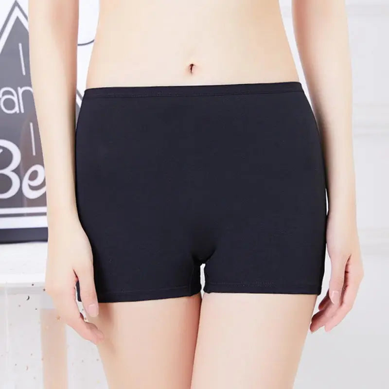 Our Women's 95% cotton Boxer Briefs Cotton Block Antibacterial High Waist No Trace Large Size Four Corner Panties Flush Legs Flat Foot Shorts