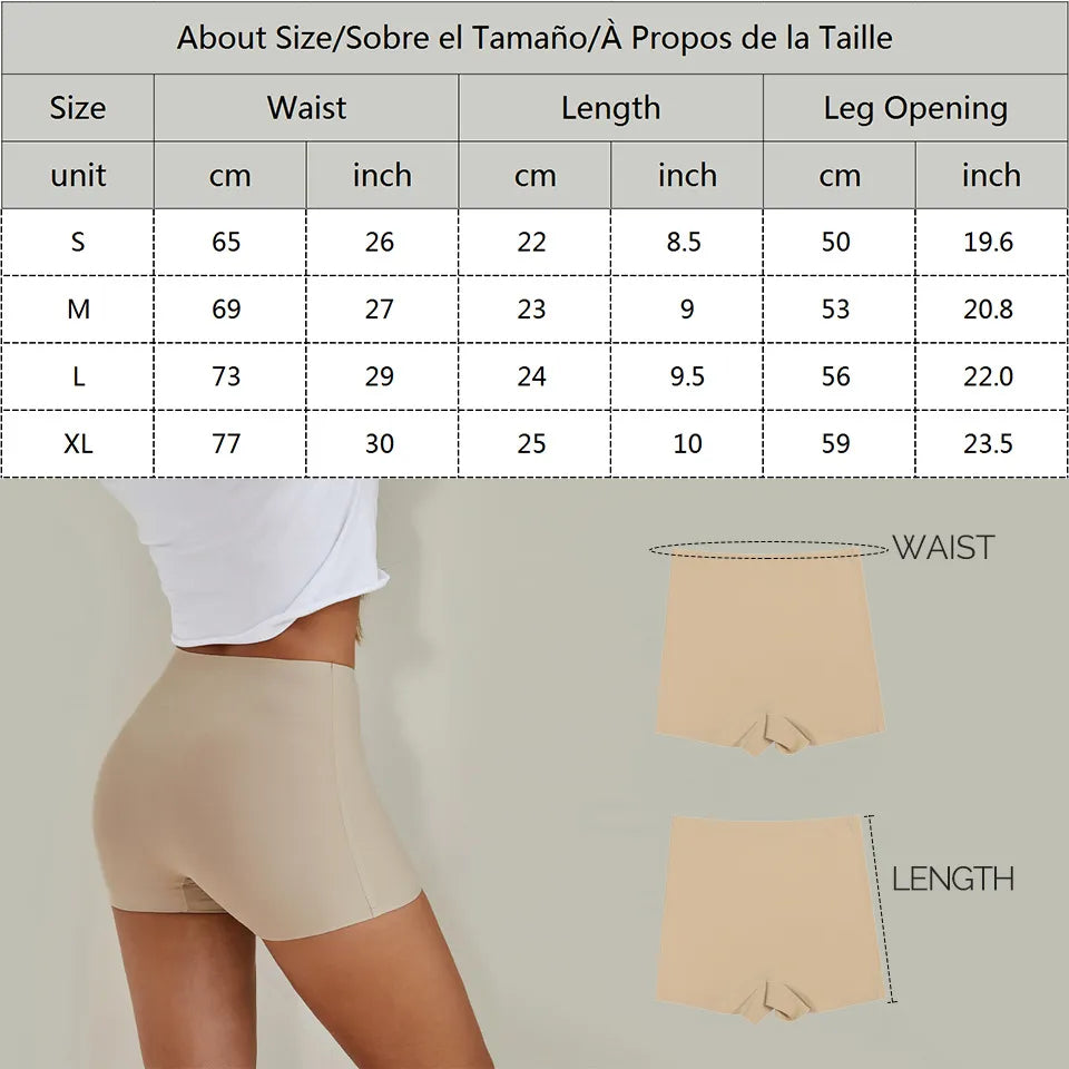 Our Safety Shorts Pants Women's High Waist Seamless Protective Shorts Under the Skirt Ice Silk Breathable Panties Boxer Underwear