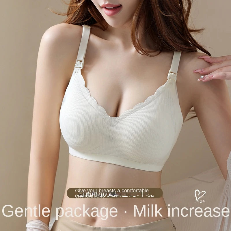 Our simple Wirefree Nursing Clothing Cotton Breastfeeding Bra for Pregnant Women Pregnancy Breast Sleep Underwear Non-steel Ring