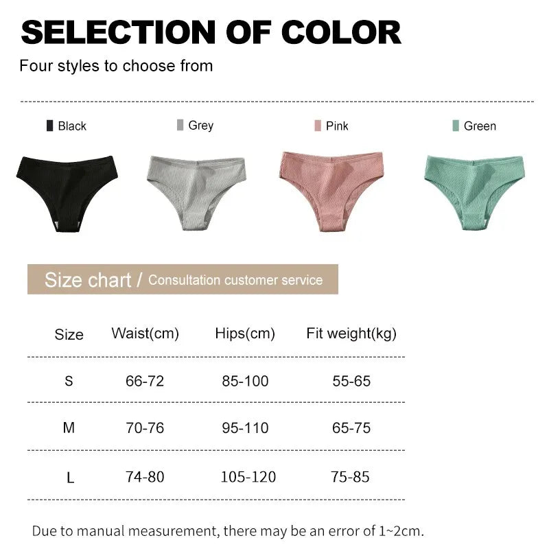 Amanda Solid Color Cotton Panties Female Underpants Sexy Panties for Women Briefs Underwear Plus Size Lingerie 4PCS/Set also sentive skin